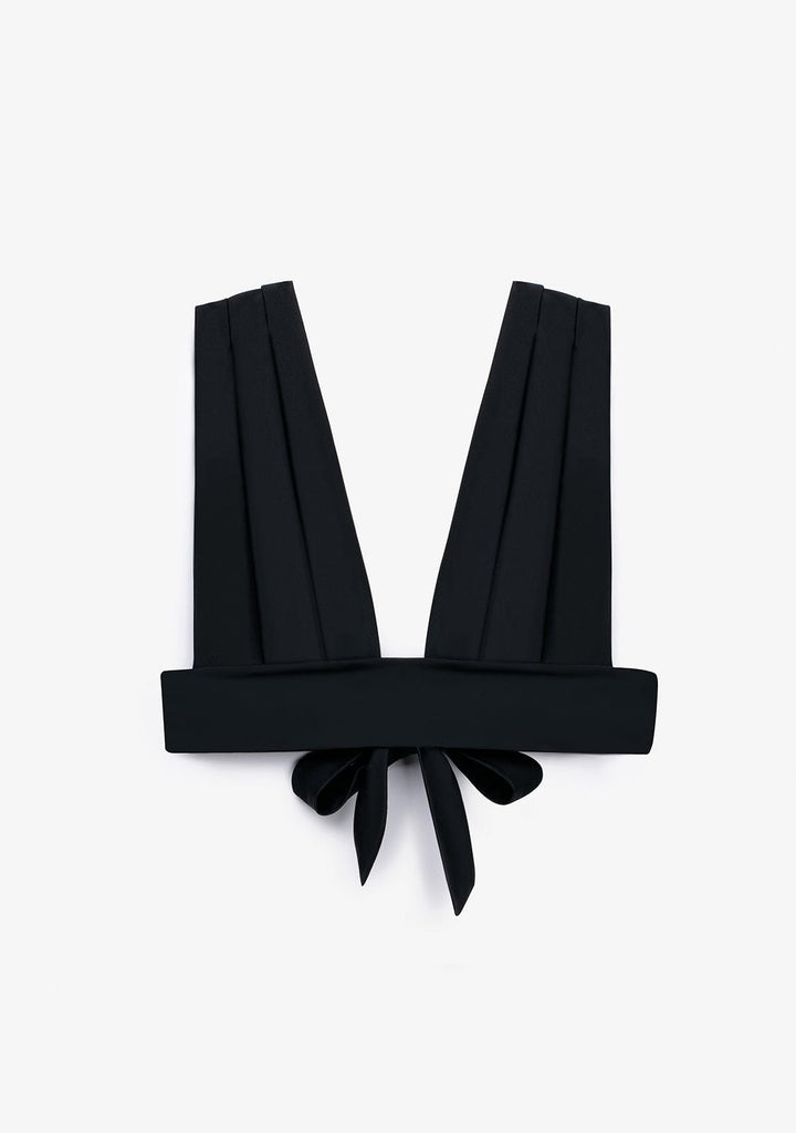 AURA | BIKINI NOIR AVEC HAUT DRAPÉ ET BAS TAILLE HAUTE