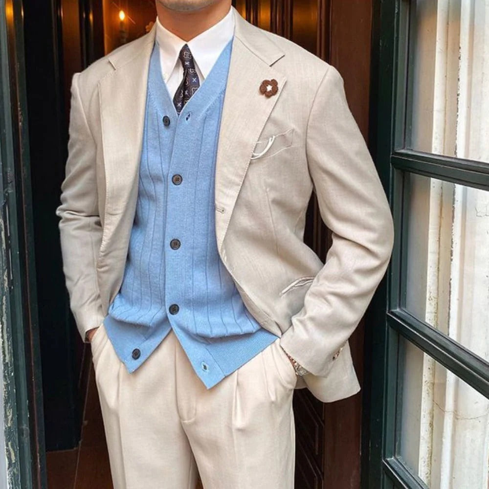 OLD MONEY KNITTED CARDIGAN WITH V-NECK