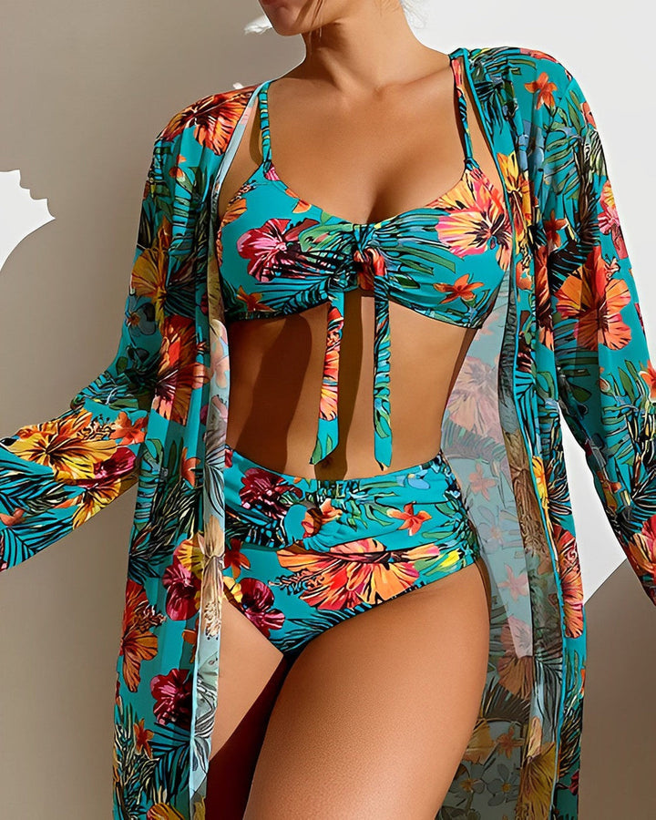 ISLA - ENSEMBLE DE BIKINI À IMPRIMÉ TROPICAL AVEC COUVERTURE