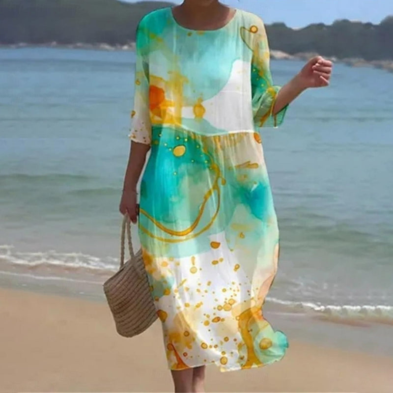 ROWENNA™ | ELEGANT FLORAL DRESS COVERING THE BELLY