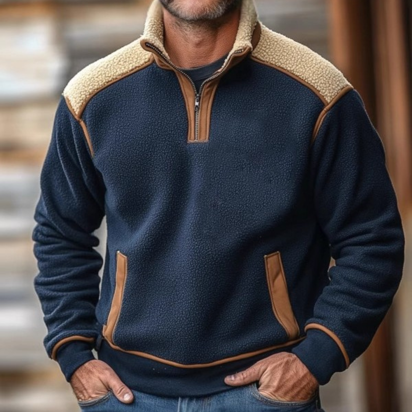DOUCE & MIDA™ | MEN’S SHERPA FLEECE HALF-ZIP PULLOVER