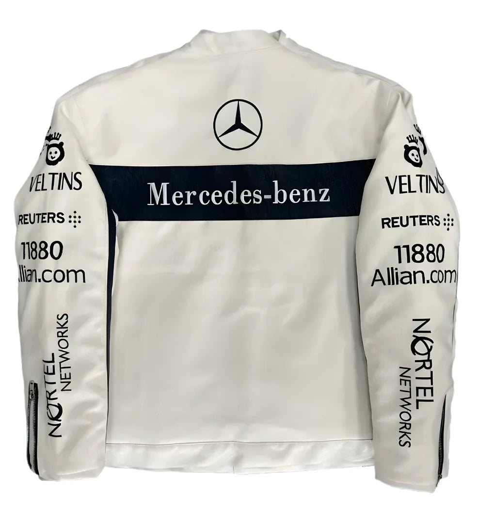 MERCEDES-BENZ WHITE LEATHER F1-STYLE RACING JACKET