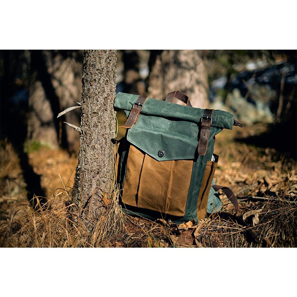 Waxed Canvas Roll-Top Backpack | MARSEILLE