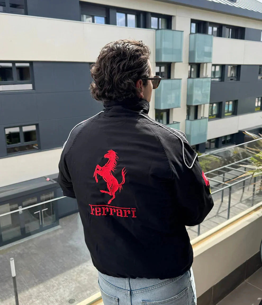 FERRARI VINTAGE F1 RACING JACKET – BLACK EDITION