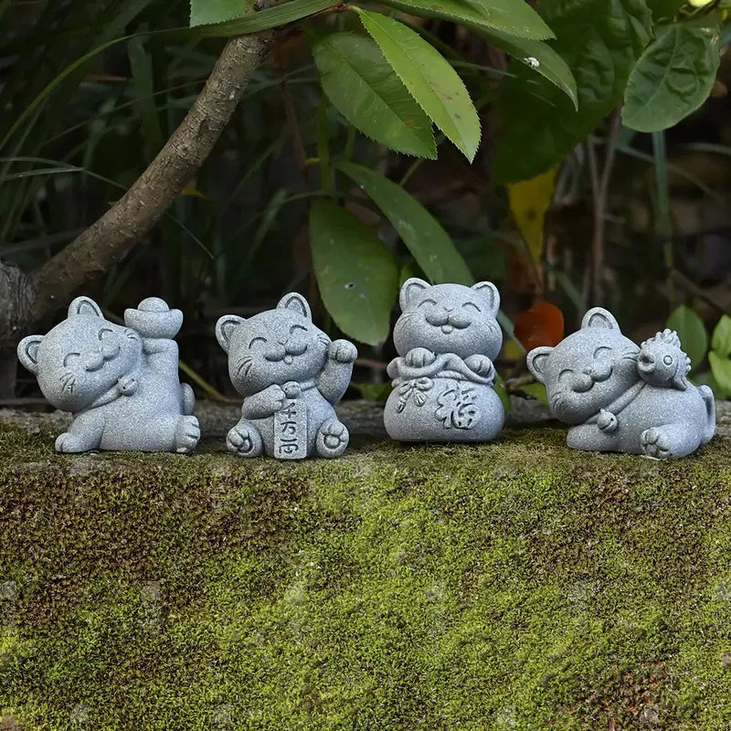 DOUCE & MIDA™ | STONE CAT STATUETTES